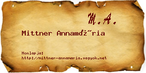 Mittner Annamária névjegykártya